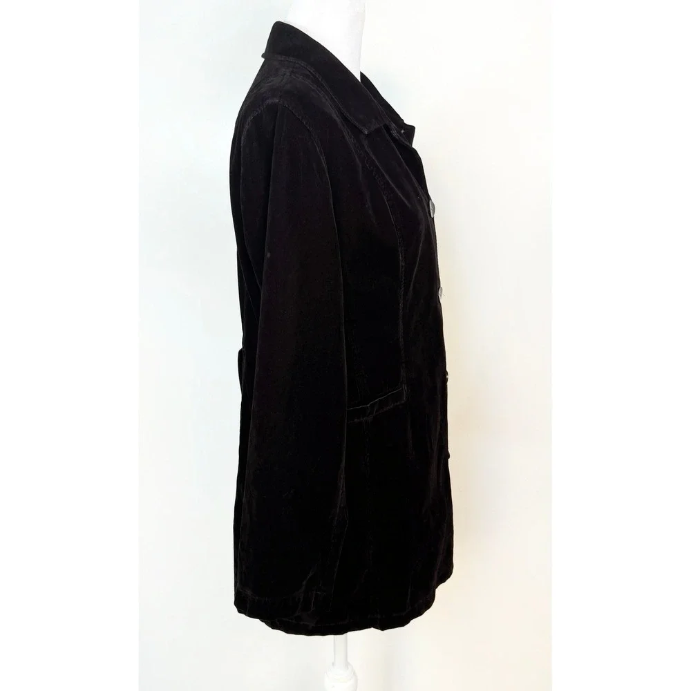 J.Jill‎ Black Velvet Blazer Jacket Petite SP Button Front Collared Riding Coat